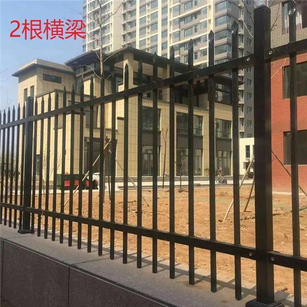 二橫桿黑色鋅鋼護欄鐵藝圍欄